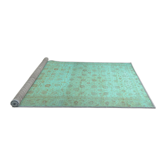 Sideview of Machine Washable Oriental Light Blue Traditional Rug, wshabs38lblu