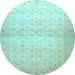 Round Oriental Light Blue Traditional Rug, abs38lblu