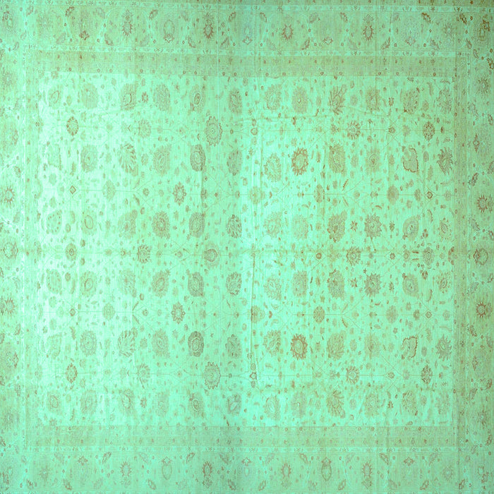 Square Oriental Turquoise Traditional Rug, abs38turq