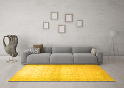 Machine Washable Oriental Yellow Traditional Rug in a Living Room, wshabs38yw