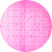 Round Machine Washable Oriental Pink Traditional Rug, wshabs38pnk