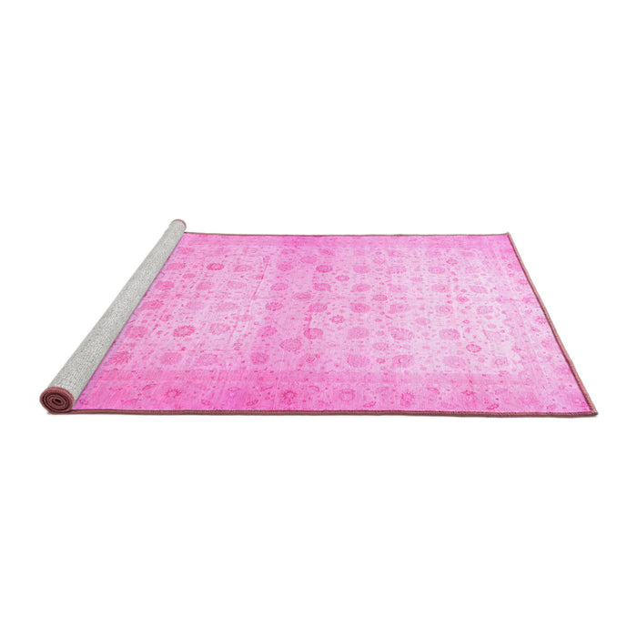 Sideview of Machine Washable Oriental Pink Traditional Rug, wshabs38pnk