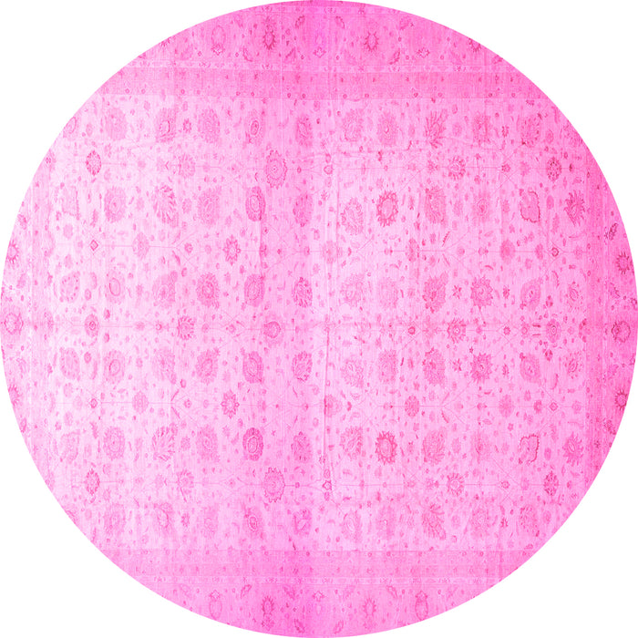 Round Oriental Pink Traditional Rug, abs38pnk