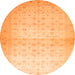 Round Machine Washable Oriental Orange Traditional Area Rugs, wshabs38org