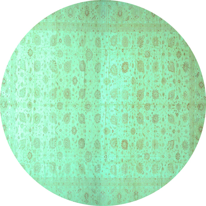 Round Oriental Turquoise Traditional Rug, abs38turq