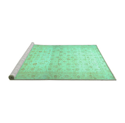 Sideview of Machine Washable Oriental Turquoise Traditional Area Rugs, wshabs38turq