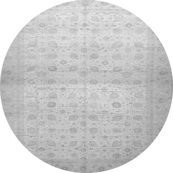 Round Machine Washable Oriental Gray Traditional Rug, wshabs38gry