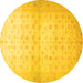 Round Oriental Yellow Traditional Rug, abs38yw