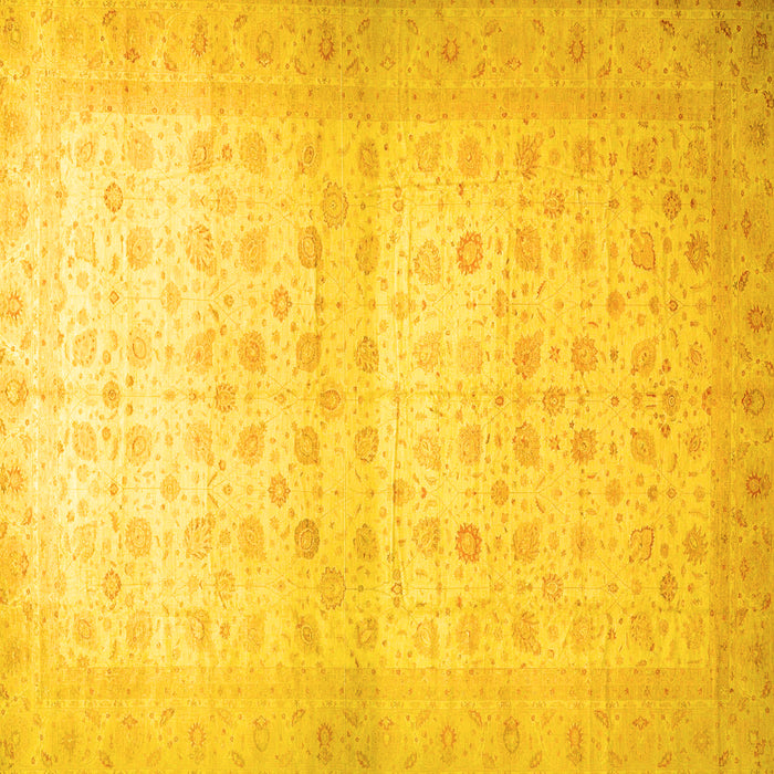 Square Machine Washable Oriental Yellow Traditional Rug, wshabs38yw