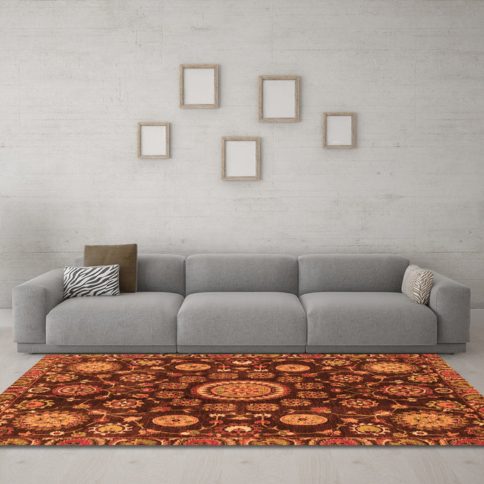 Machine Washable Oriental Orange Traditional Area Rugs in a Living Room, wshabs3900org