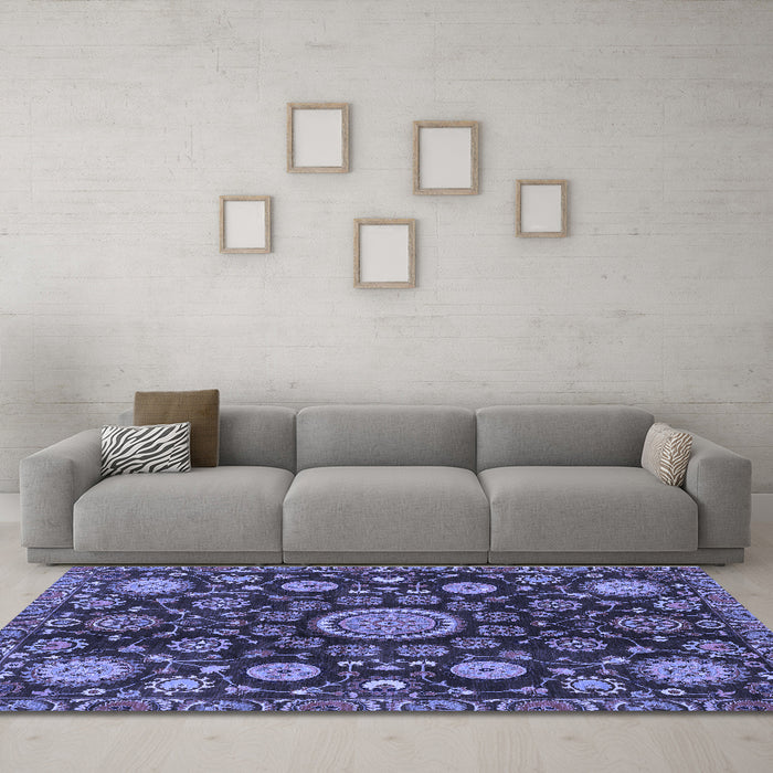 Machine Washable Oriental Blue Traditional Rug in a Living Room, wshabs3900blu