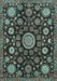 Machine Washable Oriental Light Blue Traditional Rug, wshabs3900lblu