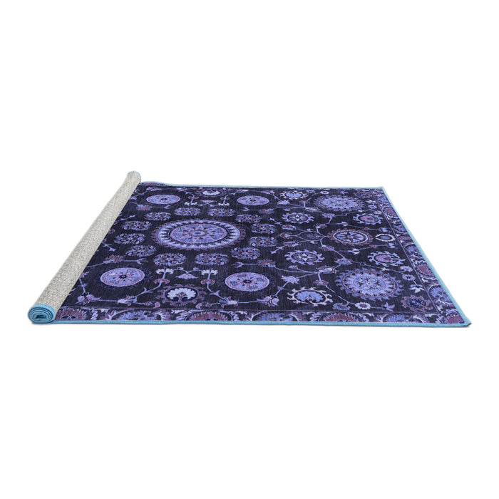 Sideview of Machine Washable Oriental Blue Traditional Rug, wshabs3900blu