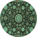 Round Oriental Turquoise Traditional Rug, abs3900turq