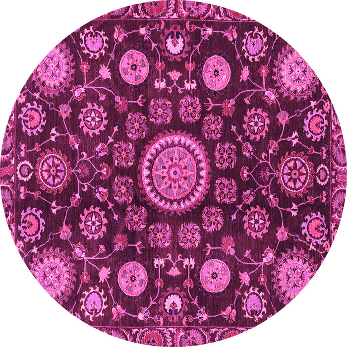 Round Machine Washable Oriental Pink Traditional Rug, wshabs3900pnk