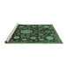 Sideview of Machine Washable Oriental Turquoise Traditional Area Rugs, wshabs3900turq