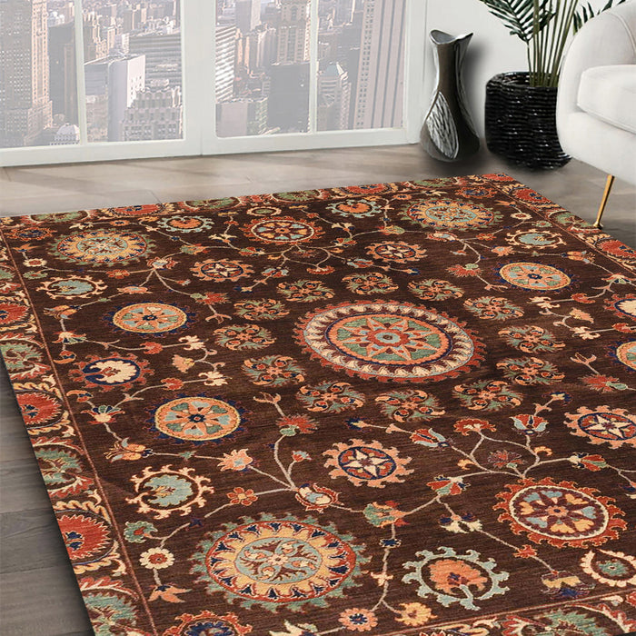 Abstract Red Oriental Rug in Family Room, abs3900