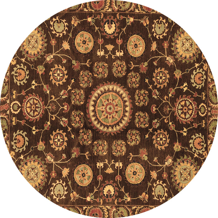 Round Oriental Brown Traditional Rug, abs3900brn