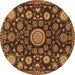 Round Oriental Brown Traditional Rug, abs3900brn