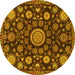 Round Oriental Yellow Traditional Rug, abs3900yw