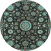 Round Oriental Light Blue Traditional Rug, abs3900lblu