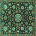 Square Oriental Turquoise Traditional Rug, abs3900turq