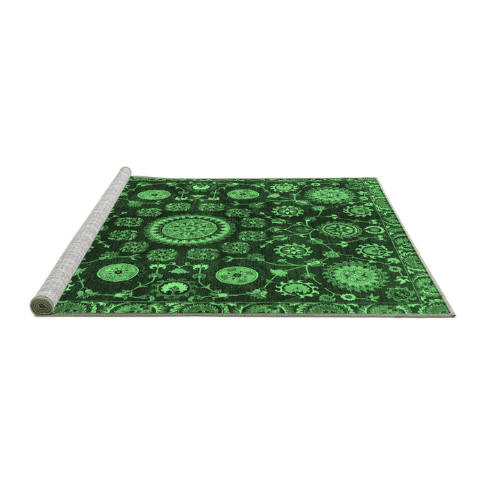 Sideview of Machine Washable Oriental Emerald Green Traditional Area Rugs, wshabs3900emgrn