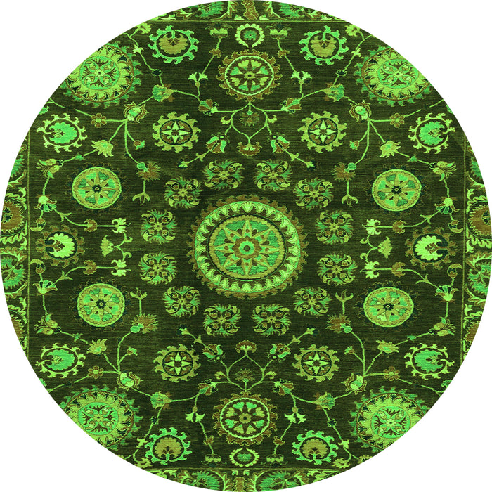 Round Oriental Green Traditional Rug, abs3900grn