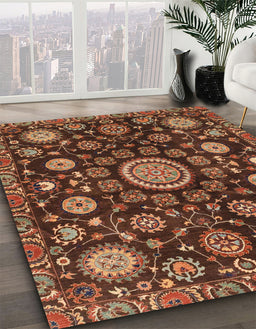 Machine Washable Abstract Vermilion Red Rug in a Family Room, wshabs3900