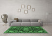 Machine Washable Oriental Emerald Green Traditional Area Rugs in a Living Room,, wshabs3900emgrn