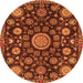 Round Oriental Orange Traditional Rug, abs3900org