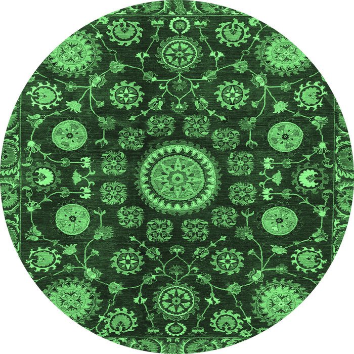 Round Oriental Emerald Green Traditional Rug, abs3900emgrn