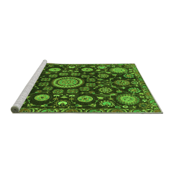 Sideview of Machine Washable Oriental Green Traditional Area Rugs, wshabs3900grn