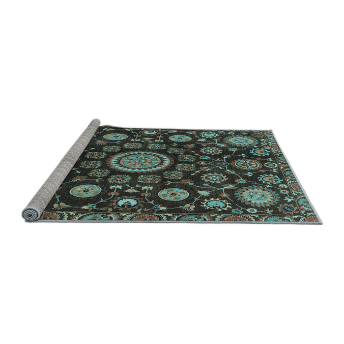 Sideview of Machine Washable Oriental Light Blue Traditional Rug, wshabs3900lblu