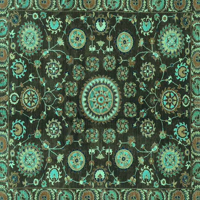Square Machine Washable Oriental Turquoise Traditional Area Rugs, wshabs3900turq
