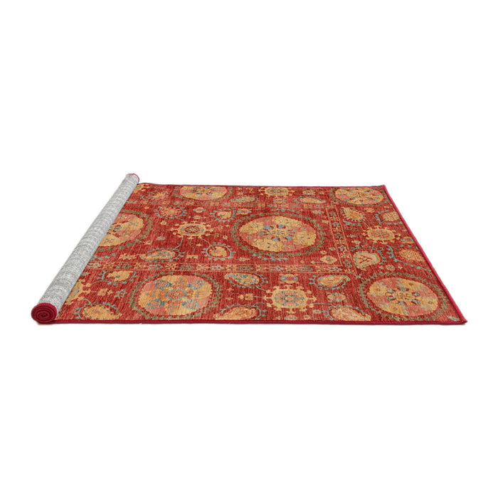 Sideview of Machine Washable Abstract Neon Red Rug, wshabs3901