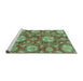 Sideview of Machine Washable Abstract Turquoise Modern Area Rugs, wshabs3901turq