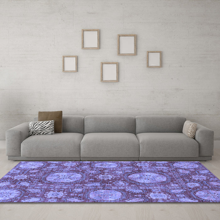 Machine Washable Abstract Blue Modern Rug in a Living Room, wshabs3901blu