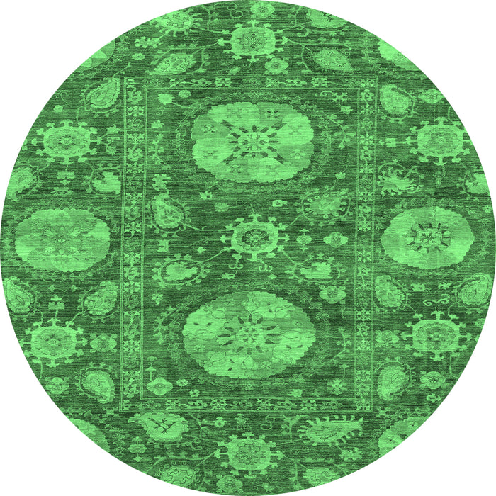 Round Abstract Emerald Green Modern Rug, abs3901emgrn