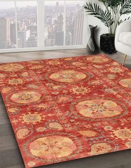 Abstract Neon Red Modern Rug in Family Room, abs3901