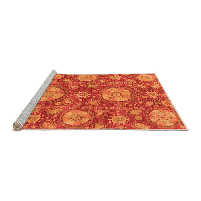 Sideview of Machine Washable Abstract Orange Modern Area Rugs, wshabs3901org
