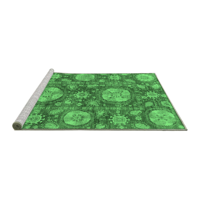 Sideview of Machine Washable Abstract Emerald Green Modern Area Rugs, wshabs3901emgrn