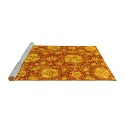 Sideview of Machine Washable Abstract Yellow Modern Rug, wshabs3901yw