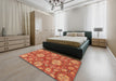 Abstract Neon Red Modern Rug in a Bedroom, abs3901