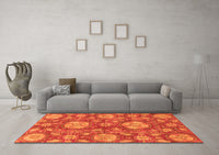 Machine Washable Abstract Orange Modern Rug, wshabs3901org