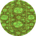 Round Abstract Green Modern Rug, abs3901grn