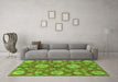 Machine Washable Abstract Green Modern Area Rugs in a Living Room,, wshabs3901grn