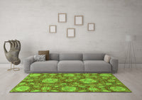 Machine Washable Abstract Green Modern Rug, wshabs3901grn