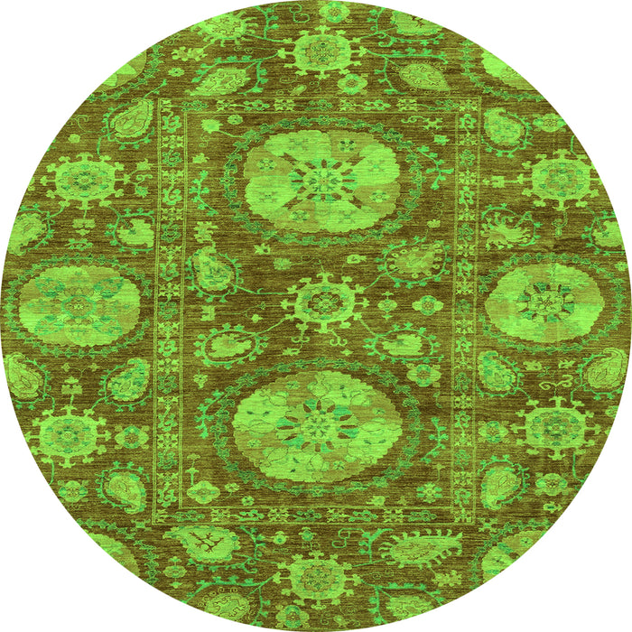 Round Machine Washable Abstract Green Modern Area Rugs, wshabs3901grn