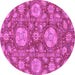 Round Machine Washable Abstract Purple Modern Area Rugs, wshabs3901pur